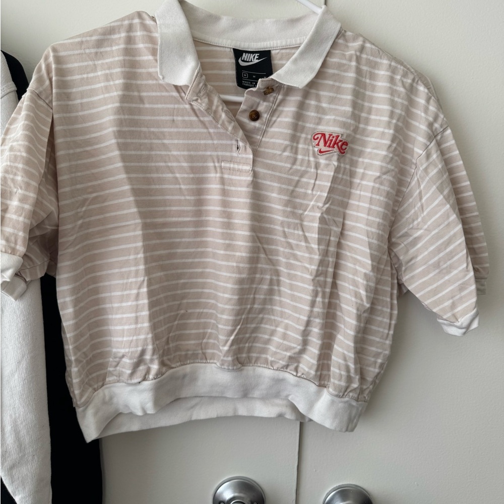 Nike Polo Shirt - Beige and White